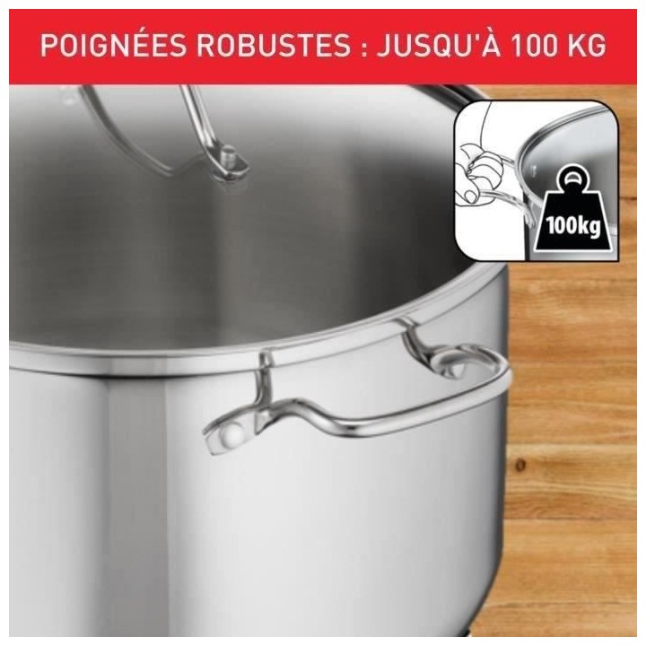 TEFAL B8647404 Marmite 32 cm inox, Tous feux dont induction, 12L, Poig