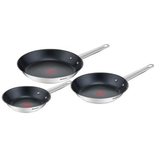 TEFAL B922S304 Lot de 3 poeles 20/24/28 cm, Induction, Acier inoxydabl