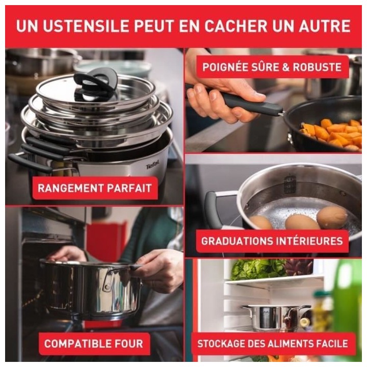 TEFAL G721SD74 Batterie de cuisine 13 pieces, Induction, Acier inoxyda