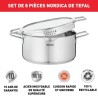 TEFAL H852S855 NORDICA Lot 8 pieces INOX Casserole 16cm + Faitouts 18/20/24cm + couvercles en verre - Tous feux dont induction