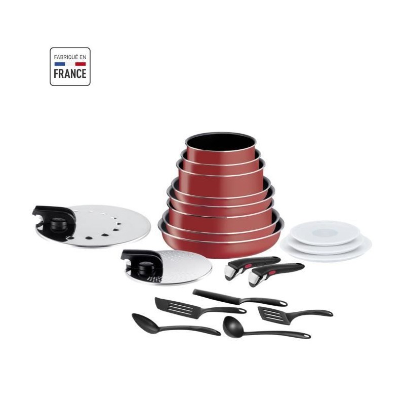 TEFAL INGENIO L1529102 Batterie de cuisine 20 pieces, Sauf induction, Revetement antiadhésif, Poele, Casserole, Fabriqué en Fr