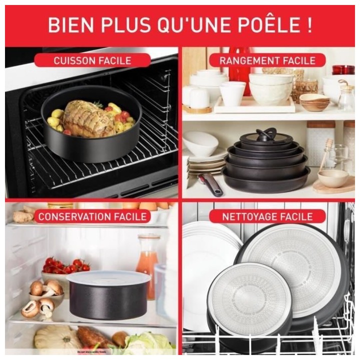 TEFAL INGENIO L3979302 Poele wok 26 cm + poignée amovible, Induction,
