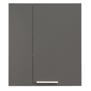 EKIPA Armoire de salle de bain 2 portes - Gris ombre et blanc - L 60 x
