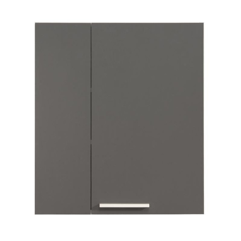 EKIPA Armoire de salle de bain 2 portes - Gris ombre et blanc - L 60 x P 15 x 70 cm - VERSA