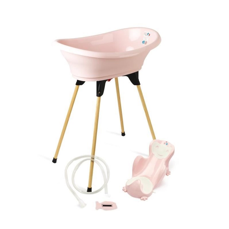 Pack baignoire THERMOBABY VASCO 5 en 1 Rose poudre - Fabriqué en France