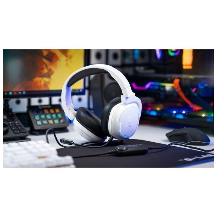 Casque Gaming RGB THE G-LAB - Compatible PC, PS4, XboxOne - Blanc