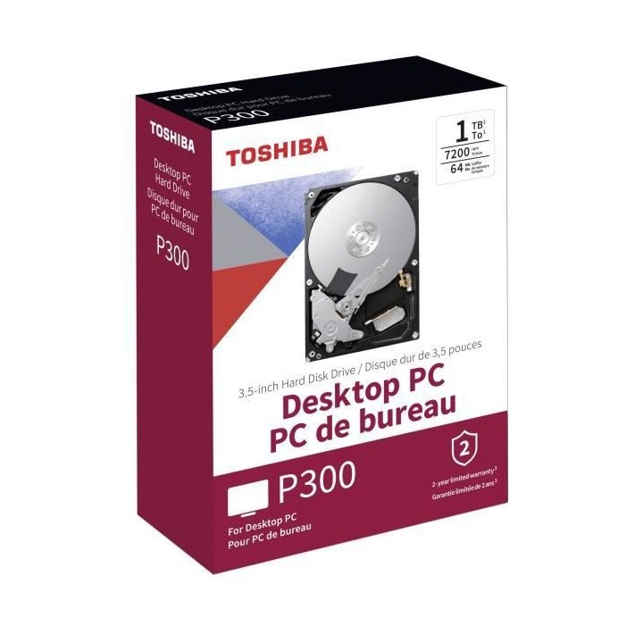 TOSHIBA - Disque dur Interne - P300 - 1To - 7 200 tr/min - 3.5 Boite R