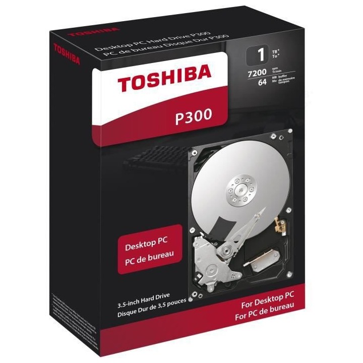 TOSHIBA - Disque dur Interne - P300 - 1To - 7 200 tr/min - 3.5 Boite R