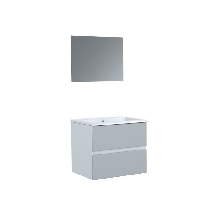 TOTEM Salle de bain 60cm - Gris - 2 tiroirs fermetures ralenties - sim