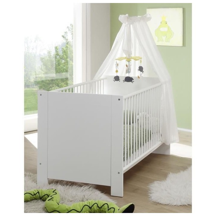 Chambre bébé Duo : Lit 70 x 140 cm + Commode a langer OLIVIA - Blanc