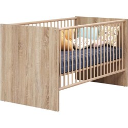 Chambre bébé duo NIKO - Lit 70x140 cm + Commode a langer 2 portes - Décor chene naturel - TRENDTEAM