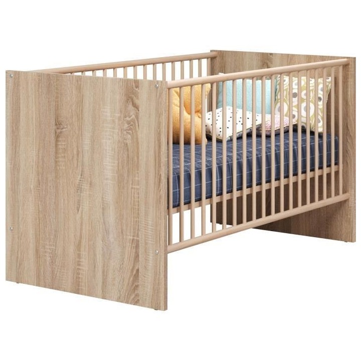 Chambre bébé duo NIKO - Lit 70x140 cm + Commode a langer 2 portes -