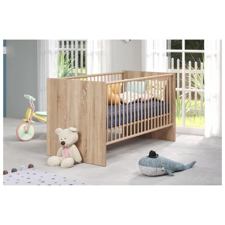 Chambre bébé duo NIKO - Lit 70x140 cm + Commode a langer 2 portes -