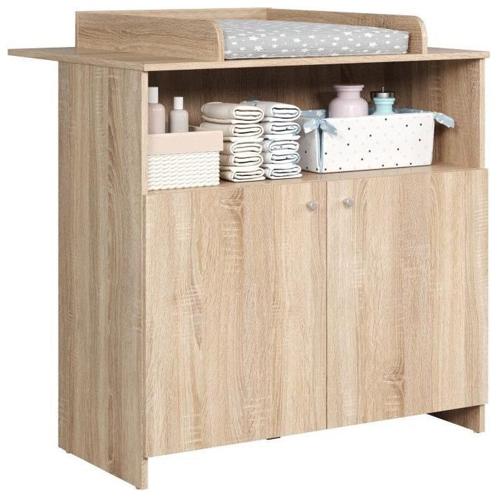 Chambre bébé trio NIKO - Lit 70x140 cm + Commode a langer 2 portes +