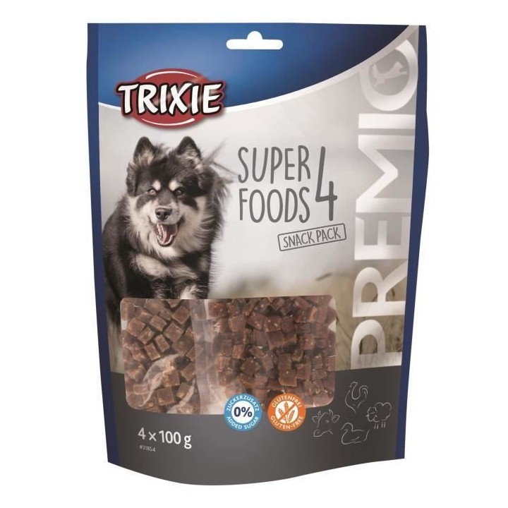 TRIXIE PREMIO 4 Superfoods - Poulet, canard, boeuf, agneau - 4 x 100 g