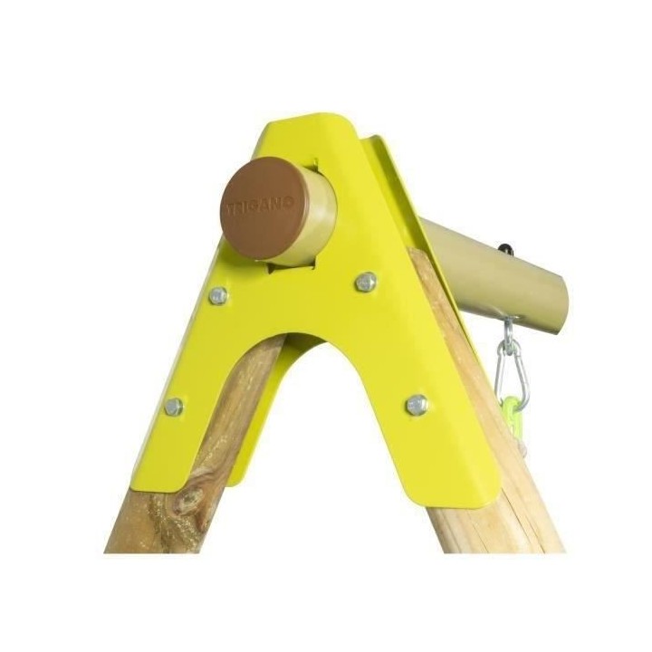 Portique bois et métal - 2,30m - 2 balançoires et 1 toboggan 2,63m -