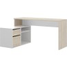 Bureau d'angle réversible avec rangement - Décor chene et blanc - Essentiel - L 139 x P 92 x H 75 cm