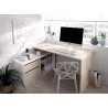 Bureau d'angle réversible avec rangement - Décor chene et blanc - Essentiel - L 139 x P 92 x H 75 cm