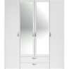 Armoire VARIA - Décor blanc - 4 portes battantes + 2 miroirs + 2 tiroirs - L 160 x H 185 x P 51 cm - PARISOT