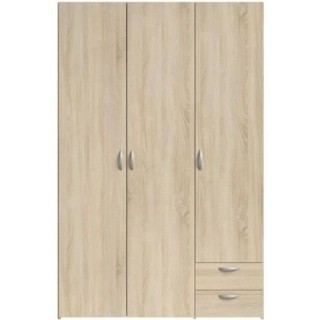 Armoire VARIA - Décor chene - 3 portes battantes + 2 tiroirs - L 120