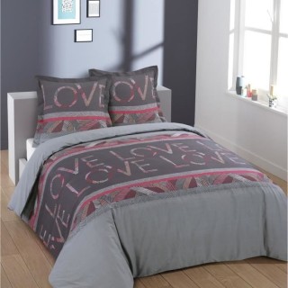 VISION Parure de couette LoveLove - 100% coton - Housse 200 x 200 cm +