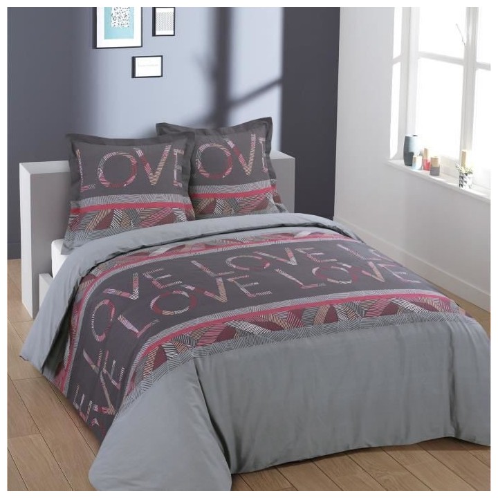 VISION Parure de couette LoveLove - 100% coton - Housse 200 x 200 cm +