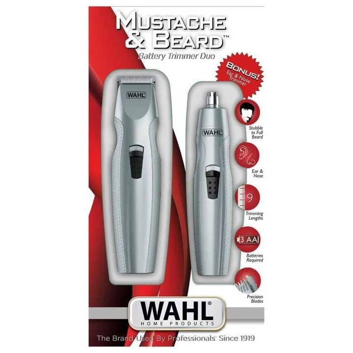 Tondeuse sans fil WAHL - 05606-308 - Batterie a piles - Barbe + nez +