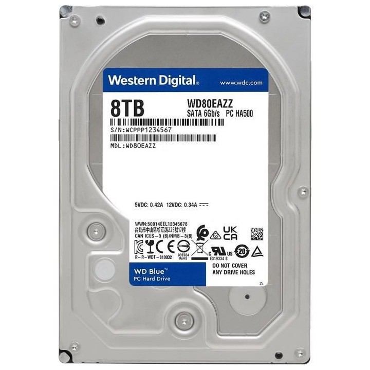 WD Blue™ - Disque dur Interne - 8To - 5640 tr/min - 3.5 (WD80EAZZ)