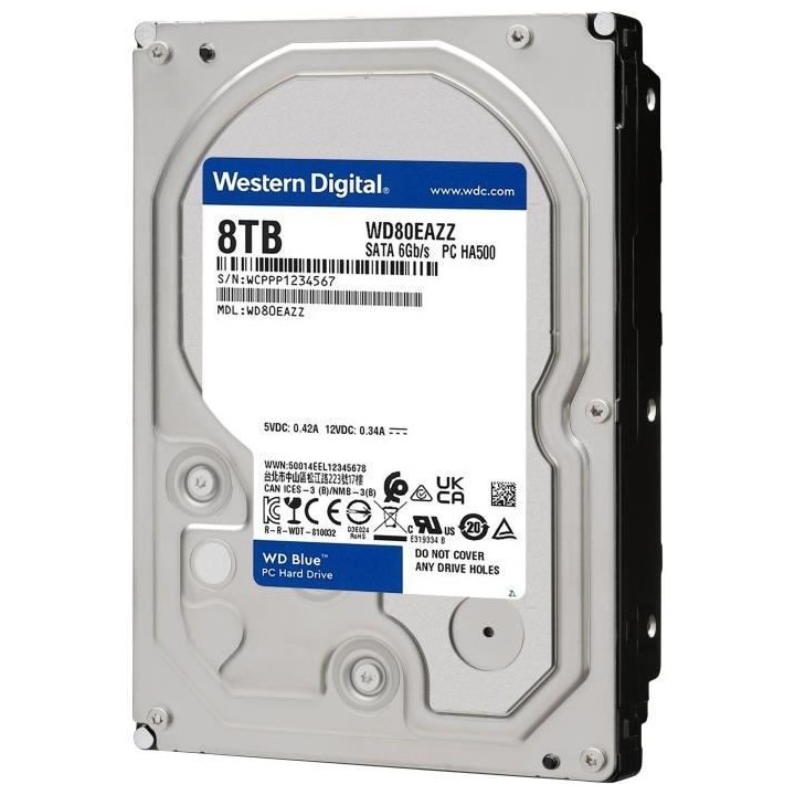 WD Blue™ - Disque dur Interne - 8To - 5640 tr/min - 3.5 (WD80EAZZ)