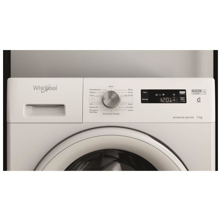 Lave linge hublot WHIRLPOOL FFS7458WFR - 7 kg - Induction - 1400 trs/m
