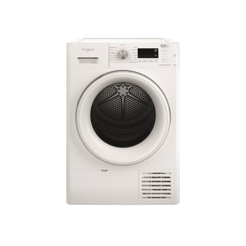 Seche-linge pompe a chaleur WHIRLPOOL - FFTM1172FR - 7 kg - Moteur induction - L 61 cm - Blanc