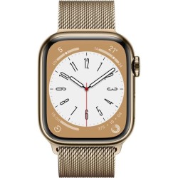 Apple Watch Series 8 GPS + Cellular - 41mm - Boîtier Gold Stainless Steel - Bracelet Gold Milanese Loop