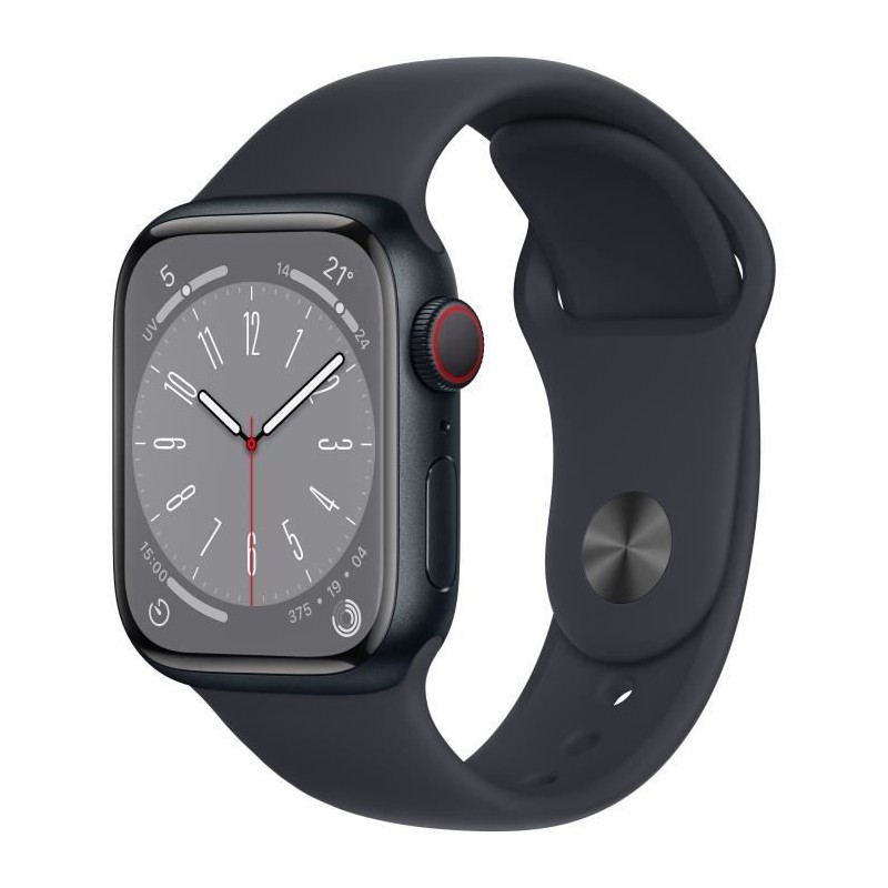 Apple Watch Series 8 GPS + Cellular - 41mm - Boîtier Midnight Aluminium - Bracelet Midnight Sport Band - Regular