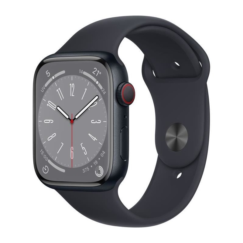 Apple Watch Series 8 GPS + Cellular - 45mm - Boîtier Midnight Aluminium - Bracelet Midnight Sport Band - Regular