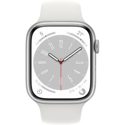 Apple Watch Series 8 GPS + Cellular - 45mm - Boîtier Silver Aluminium - Bracelet White Sport Band - Regular