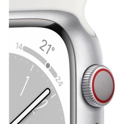 Apple Watch Series 8 GPS + Cellular - 45mm - Boîtier Silver Aluminium - Bracelet White Sport Band - Regular