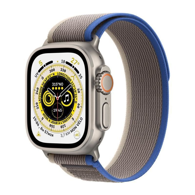 Apple Watch Ultra GPS + Cellular - 49mm - Titanium - Bracelet Blue/Gray Trail Loop - M/L