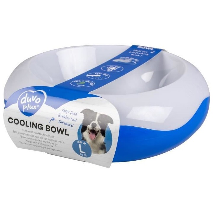 Duvo+ Chien Bol De Refroidissement blanc/bleu 29x29x9,5cm 1,122Kg