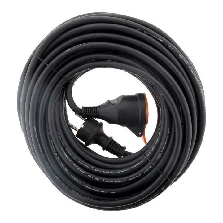 Rallonge étanche ZENITECH 40m - 2P câble H05VV-F 2x 1,5mm² avec cli