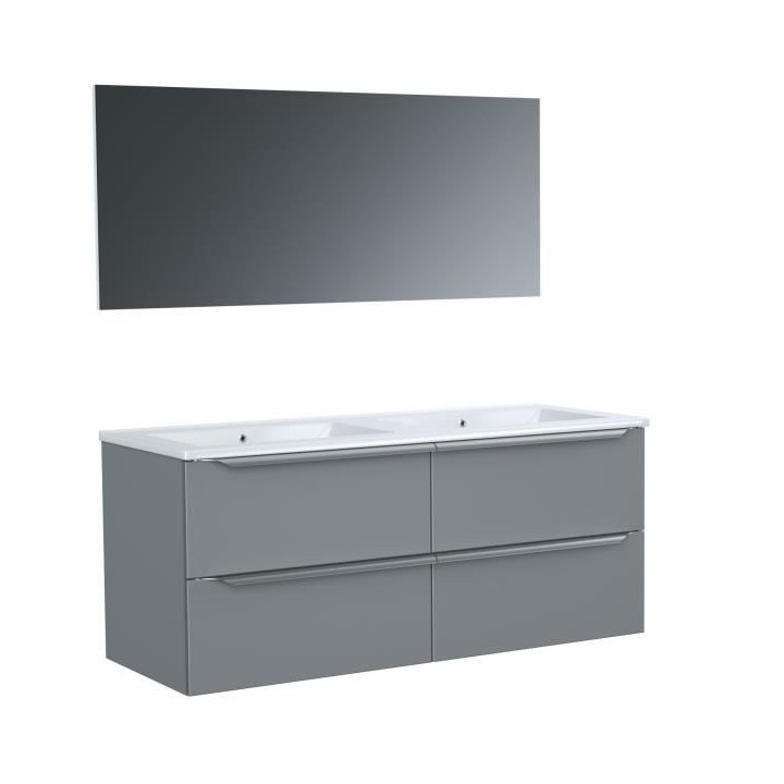 ZOOM meuble de salle de bain double vasque avec miroir L 120cm - 4 tir
