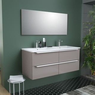 ZOOM meuble de salle de bain double vasque avec miroir L 120cm - 4 tir