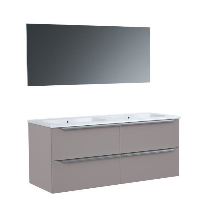 ZOOM meuble de salle de bain double vasque avec miroir L 120cm - 4 tir