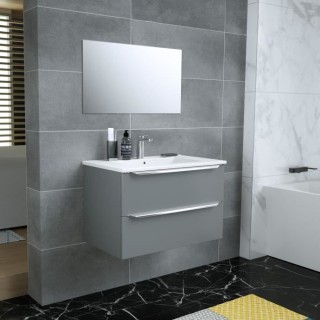 ZOOM meuble de salle de bain simple vasque avec miroir L 80cm - 2 tiro