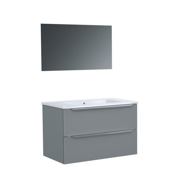 ZOOM meuble de salle de bain simple vasque avec miroir L 80cm - 2 tiro