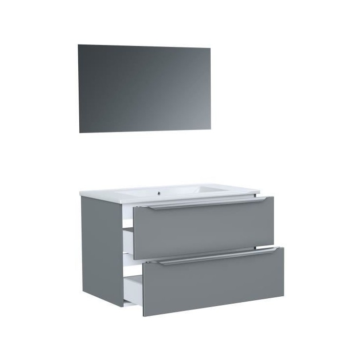 ZOOM meuble de salle de bain simple vasque avec miroir L 80cm - 2 tiro