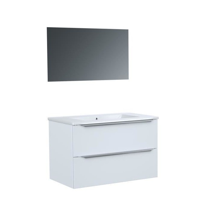 ZOOM meuble de salle de bain simple vasque avec miroir L 80cm - 2 tiro