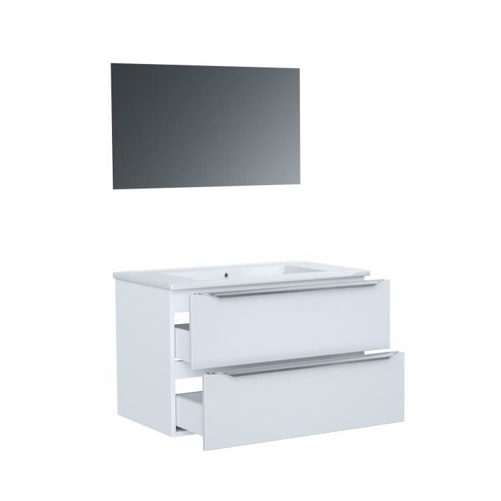 ZOOM meuble de salle de bain simple vasque avec miroir L 80cm - 2 tiro