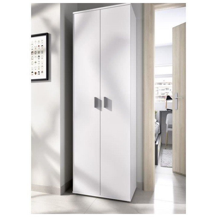 Armoire 2 portes pour chaussures - Blanc - L 190 x H 61 x P 35 cm - FI