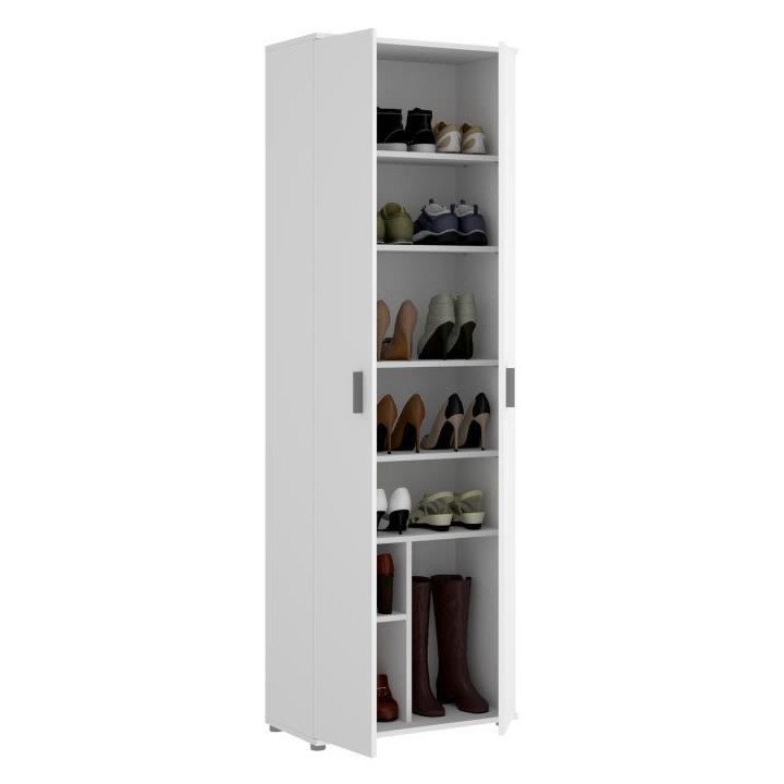 Armoire 2 portes pour chaussures - Blanc - L 190 x H 61 x P 35 cm - FI