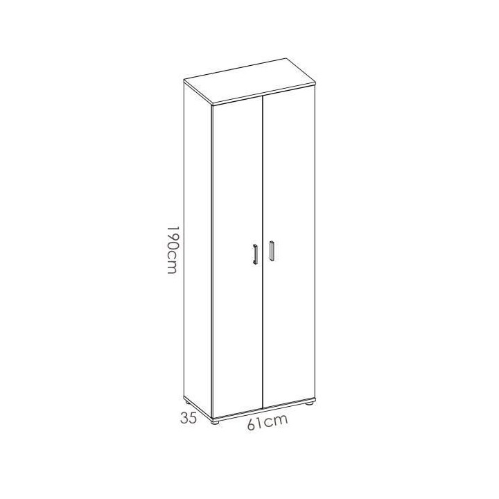 Armoire 2 portes pour chaussures - Blanc - L 190 x H 61 x P 35 cm - FI